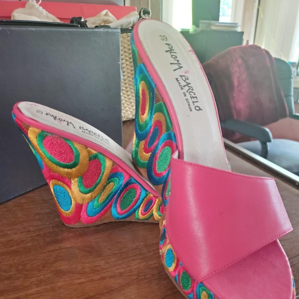 Paloma Barcelo Size 9 Multi Color Wedge Heeled